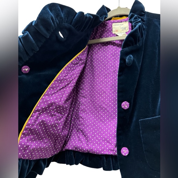 J. Crew Crewcuts velvet ruffle jacket, cotton, navy blue, girl's medium - Picture 5 of 6